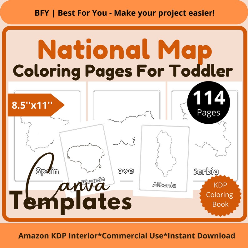 Printable National Map Coloring Pages Toddler Coloring Book - Etsy