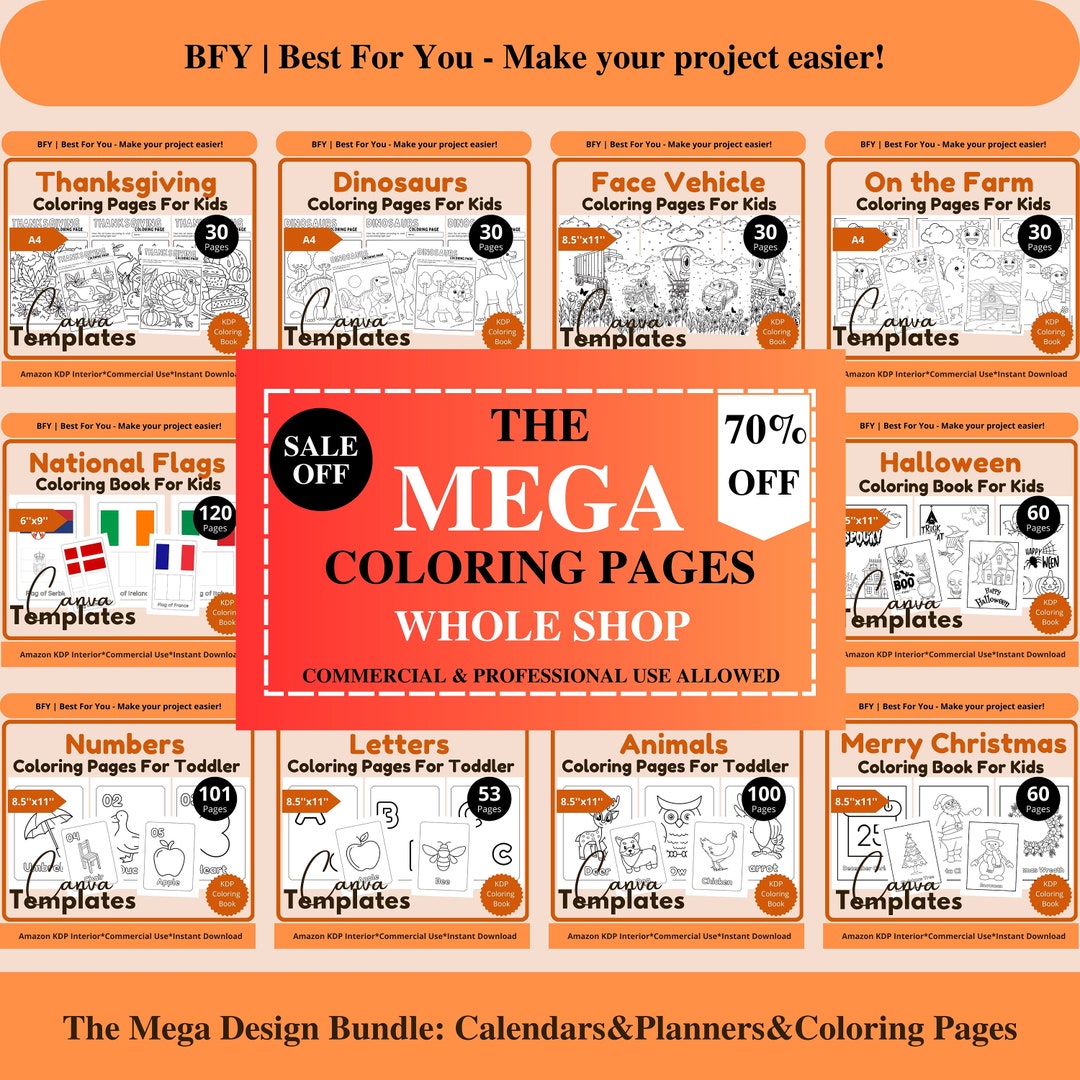 The Whole Shop Design Bundle Coloring Pages Printable Coloring Book ...
