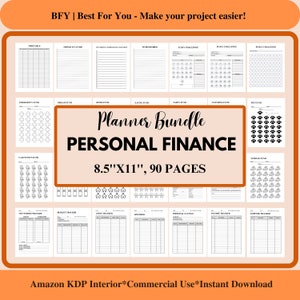 Personal Finance Planner Printable | Budget Tracker | Financial Goals Journal | Editable PDF | 8.5x11, 90 Pages | Instant Download