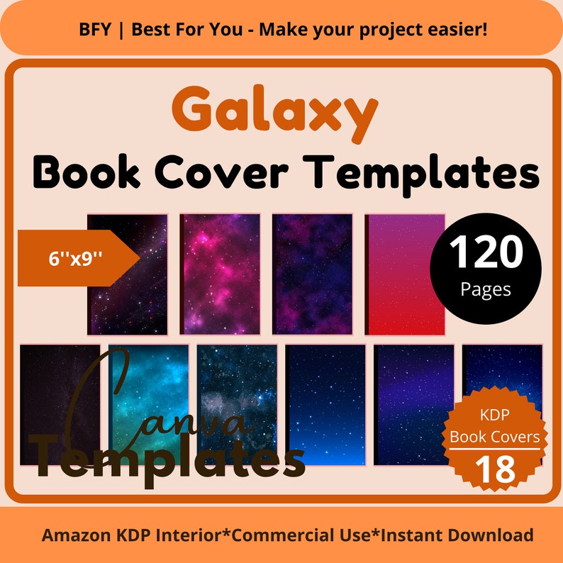 18 Galaxy Book Cover Templatekdp High Quality Book Cover Etsy