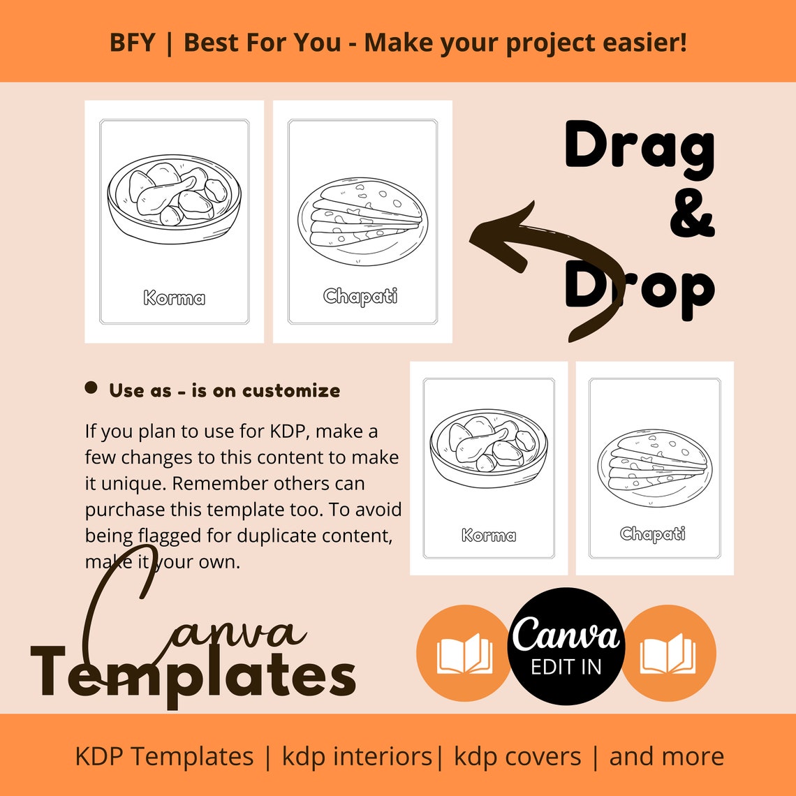 Printable Foods Coloring Pages for Kids Toddler Coloring Book 8.5''x11