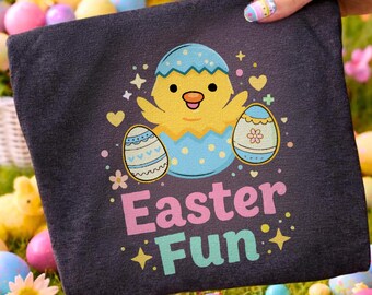 Frohe Ostern PNG Design, elektrische Neon-Hasenohren, bunte glänzende Buchstaben, Frühlingsblumen Clipart, Sublimations-Shirt Grafik