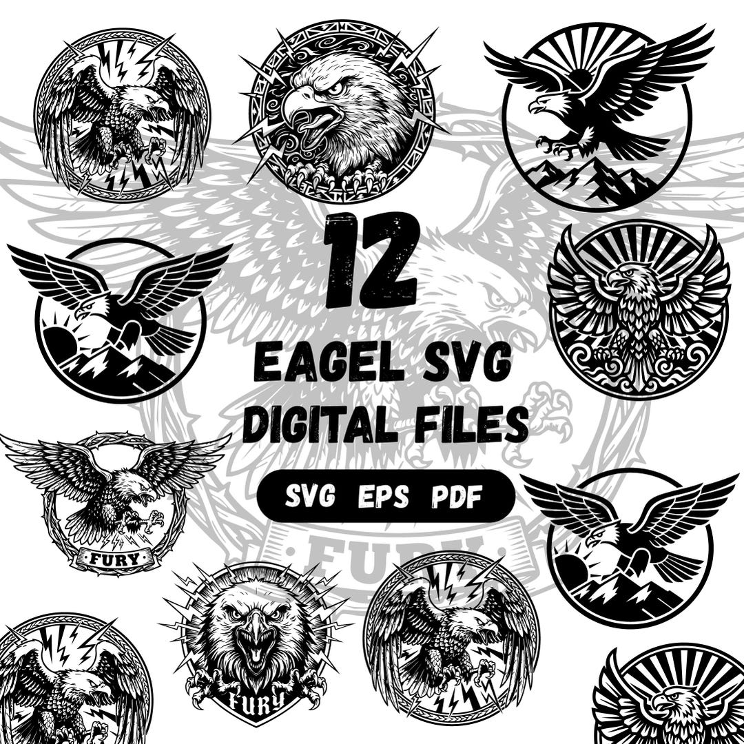 Eagle SVG 12 Cutfiles Bundle Wildlife Vector Designs Cricut Silhouette ...