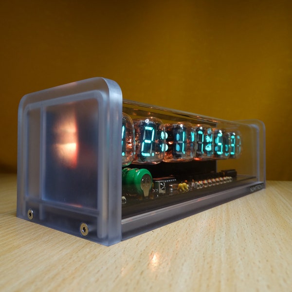 Nixie Clock avec 6 tubes IV22 VFD, télécommande, boîtier en acrylique dépoli, LED RGB, alarme