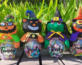 Personalized Halloween Candy Jars,Halloween Cups,Halloween Party Favors, Halloween Mason Jars, Halloween Gifts for Kid, Halloween Decor