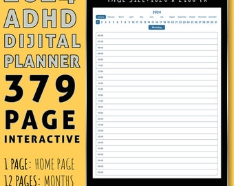 2024 Interactive Digital Annual Plan Personalized Digital Planner, 365 days, 12 months, interactive PDF, Digital Planner, Digital Planner