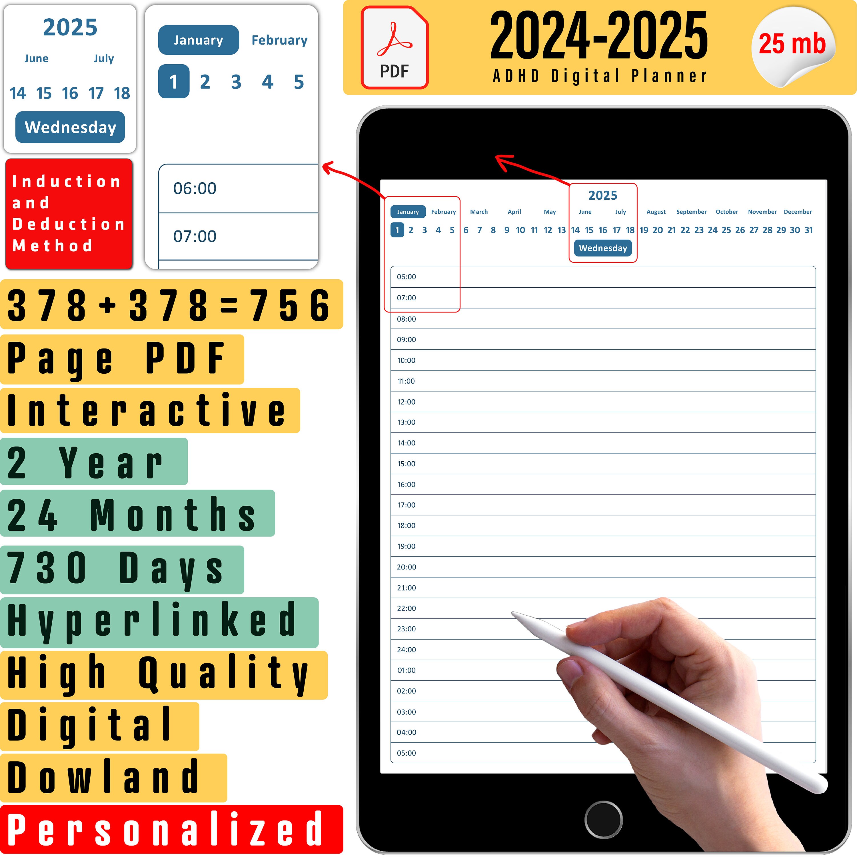 2024 and 2025 Digital Planner, 2025 ADHD Digital Annual Plan