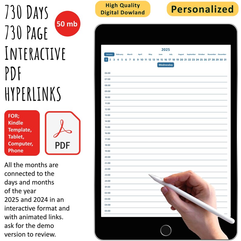 2025 Digital Planner, Digital Planner 2024, ADHD Planner, Interactive