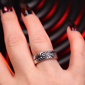 Silver Spider Web Ring Spiderman Silver Ring Engraved Ring For Men Wedding Rings Gothic Alternative Silver Spiderman Jewellery For Men Gift