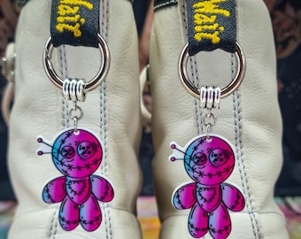 Voodoo Doll Boot Charms, Neon Shoe Charms, Gothic Punk Boot Jewellery, Alternative Spooky Accessories