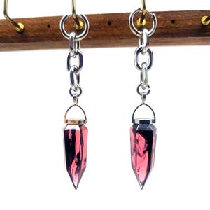 Crimson Ruby Hexborne Crystal shard Gothic Earrings - Witchy Dark Crystal Jewelry, Occult Resin Pendant, Alt Gift crystal point Earrings