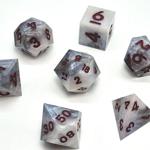 Grey Smoke citadel DND Dice Set, Sharp Edge Dice Set, D&D Dice Set for Dungeons and Dragons,  Polyhedral Dice Set D20 D6 D12 D8 D10 D4 ttrpg