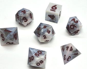 Grey Smoke citadel DND Dice Set, Sharp Edge Dice Set, D&D Dice Set for Dungeons and Dragons,  Polyhedral Dice Set D20 D6 D12 D8 D10 D4 ttrpg