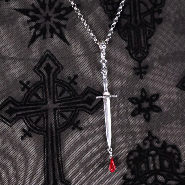 Collana Alchemy Gothic Love Dagger Wings – Acciaio Inox, Ciondolo Pugnale Alato - Foto 3