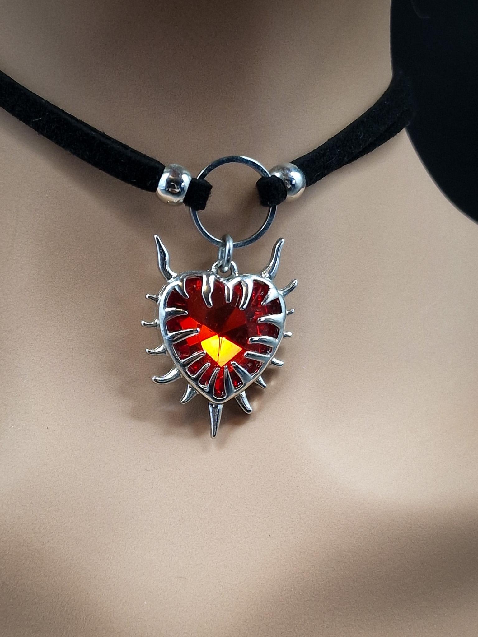 Gothic Vampire Infernal Heart Choker, Vampire Necklace, Two Strand ...