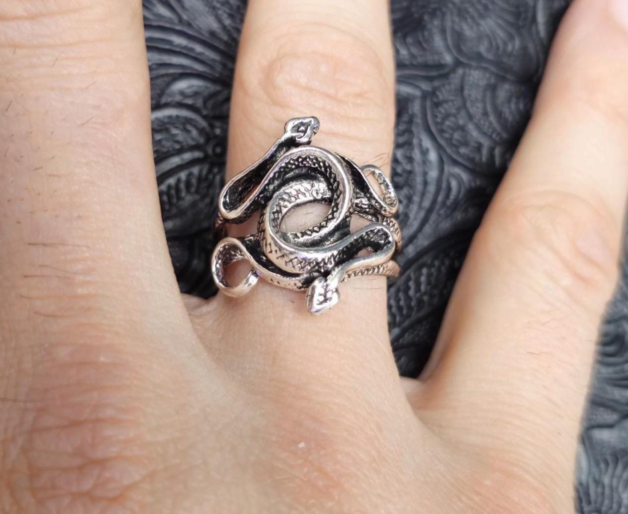 Tate Langdon Ring Silver Twisted Snake Ring Gothic Jewellery