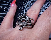 Tate Langdon Ring Silver Twisted Snake Ring Gothic Jewellery