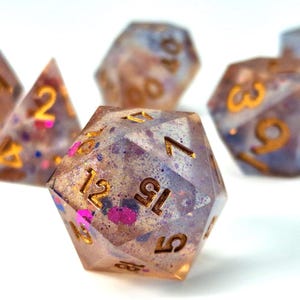Jubilee DND Dice Set Handmade Resin Sharp Edge Dice RPG Polyhedral Dice Set Boardgame TTRPG Fantasy Custom Dice Resin Dungeon And Dragon