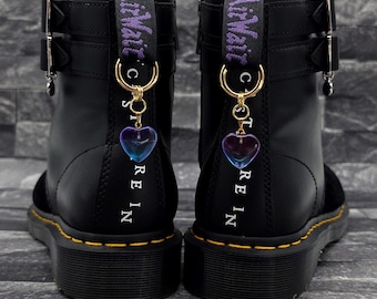 Glass Heart Boot Charms, Gothic Heart Shoe Charms, Colourful Boot Jewellery, Alternative Accessories