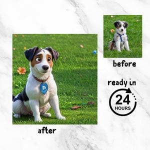 Custom Pet Cartoon Portrait - 3D Pixar Style Dog Illustration - Personalized Pet Art from Photo - Unique Gift for Pet Lovers - birthday gift