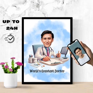 Custom Doctor Caricature, Personalized Medical Cartoon Portrait, Funny Hospital Art Gift, Digital Healthcare, Funny Doctor Gifts