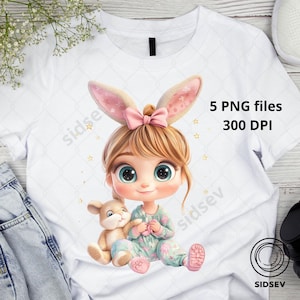Osterhase PNG für Mädchen, 3D-Kokette Kaninchen-Sublimation, fröhliche Ostern PNG-Design, niedlicher Hase, hochauflösende digitale Datei