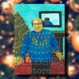 Danny &#39;Shrekito&#39; DeVito X Shrek Christmas Xmas Holiday Season Meme Painting Print Wall Art Poster A3 A4 A5