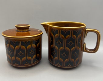 Hornsea Pottery Autumn Brown ‘Heirloom’ designed Milk Jug & Sugar Bowl by John Clappison