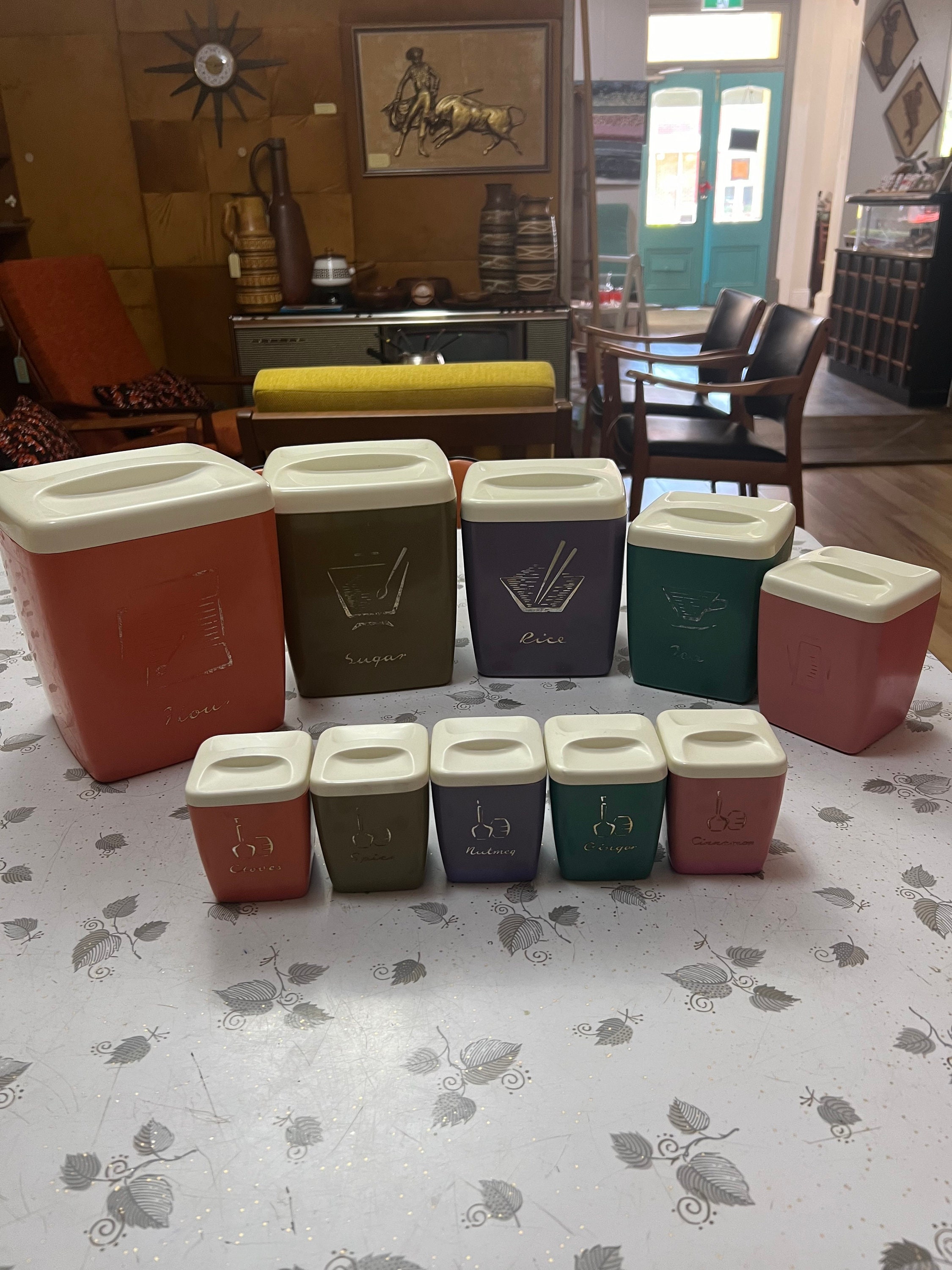 ビンテージNALLY WARE CANISTER (訳あり) Nally Ware Canisters and Spice Jars X 10 - Etsy Australia