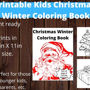 Printable Kids Christmas, Winter Coloring Book Digital PDF Download 8.5in X 11in