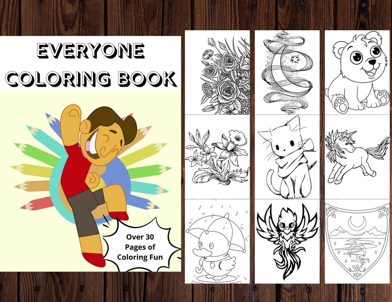 Printable Kids & Adults Coloring Book, Everyone Coloring Book Digital