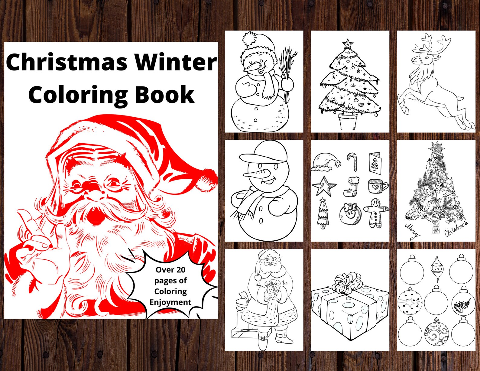 Printable Kids Christmas, Winter Coloring Book Digital PDF Download 8 ...