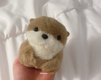 PEBBLE the OTTER Pocket Pom Pom Pet, Pocket Worry Pets, Sensory Pets, Mini Travel Pal, Separation Companion, Emotional Support Pal