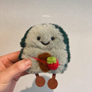 STRAWBERRY AVOCADO Pocket Pom Pom, Pocket Worry Plush, Sensory Travel Pal, Anxiety Comfort, Separation Companion, Emotional Support Pal
