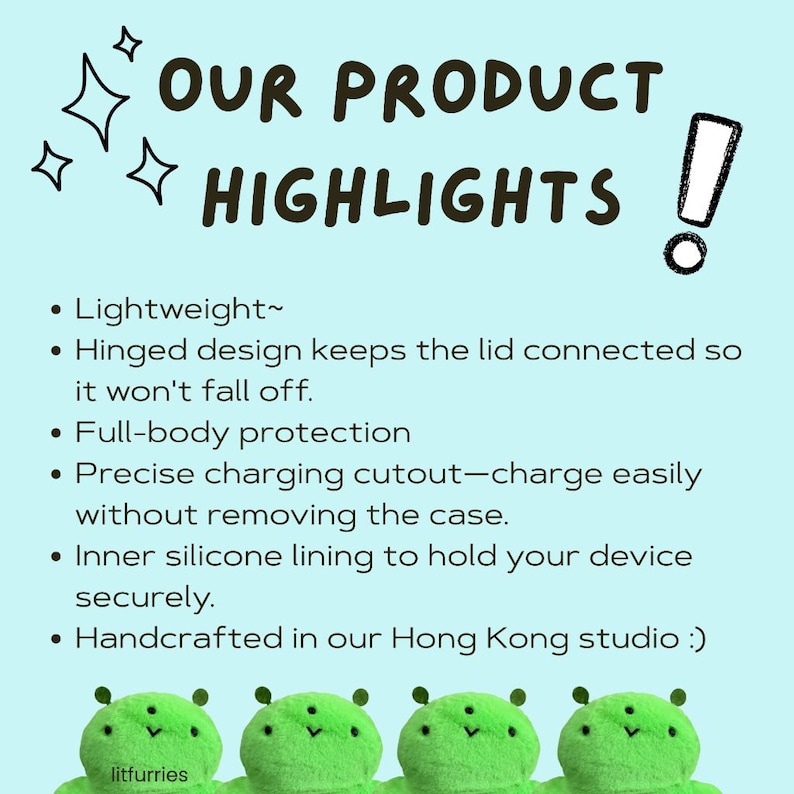 GREENIE ALIEN AirPods Case - Kawaii Handmade Fluffy Cover for AirPods Gen 1, 2, 3, 4, 5, Pro, Pro 2, Pro 3 image 13