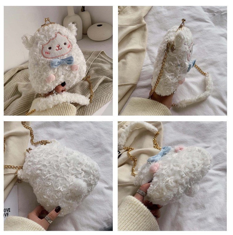 SOFT LAMB CROSSBODY Bag With Pearls/ Cute Stuffed Animals/ - Etsy
