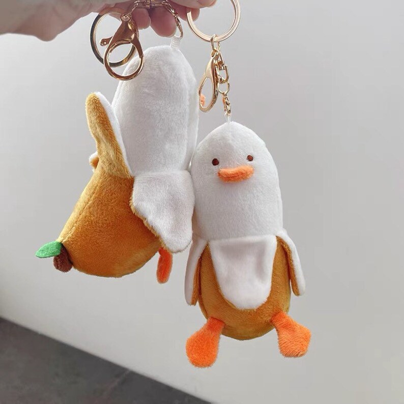 KAWAII Banana Ducky Plush Keychain/ Duck Keychain/ Plushie Etsy