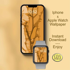 Quadrante, Carta da parati Apple Watch, Sfondo orologio, Design orologio, Ramoscelli in marrone, Digitale, Regalo per lei, Regalo per lui, Sfondo telefono,