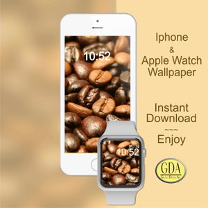 Koffiebonen, Apple Watch-achtergrond, achtergrond Smart Watch, wijzerplaat, achtergrond voor smartphone, smartphone-achtergrond, digitale download