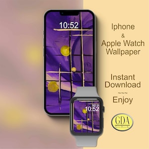 Carta da parati Apple Watch, griglie nere e archi viola, smartphone di sfondo, quadrante dell'orologio, sfondo del telefono digitale,