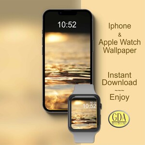Apple Watch-bakgrund med Golden River Sunset: Telefonbakgrund (digital nedladdning)