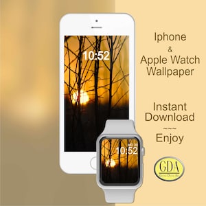 Rami di alberi alba al tramonto Quadrante dell'orologio, Carta da parati Apple Watch, Sfondo orologio, Design orologio, Carta da parati orologio, Digitale, Sfondo telefono,