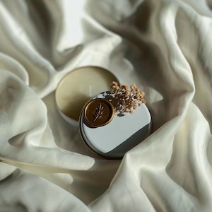 Set di candele per bomboniere personalizzate all'ingrosso • Cera di soia naturale profumata per gli ospiti • Candele di latta con fiori secchi • Baby shower nuziale e compleanno