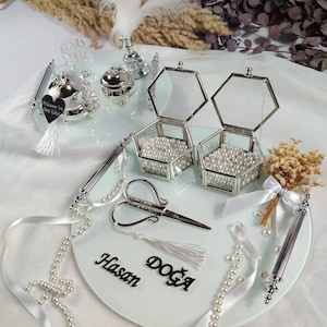 Personalized Engagement Tray, Personalized Wedding Tray, Ring Tray for Engagement, Nikkah Ring Plate, Verlobungstablett Set, Glass Tray