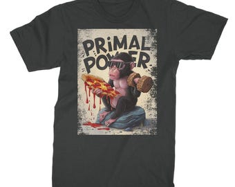 Chillin' Monkey Pizza & Dumbbell Adult T-Shirt