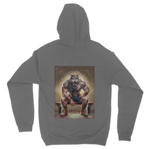 Bluza z kapturem Gym - Wolf King Of the North - Bluza z kapturem Wolf King - Wzór wojownika wikingów z nadrukiem łapy Primal - Klasyczna bluza z kapturem dla dorosłych Inner Beast