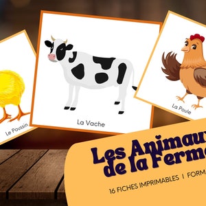 ANIMAUX de la ferme fiches imprimables / printable FARM ANIMALS flash cards . Compatible Montessori.
