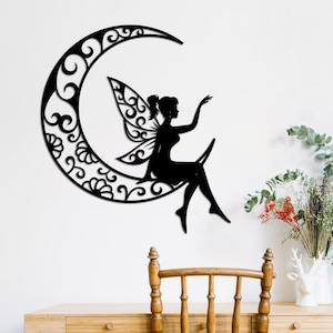 Wróżka na księżycu Cyfrowy plik do cięcia Cricut Svg dxf, pdf, svg, cdr, ai rozłóż swoje skrzydła cytat, projekt koszulki DIY, szablon, sylwetka do prasowania