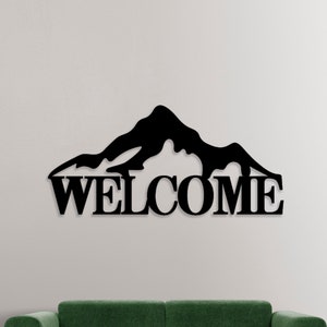Willkommensschild DXF CNC, Berg svg, Dxf-Datei für Laser, SVG-Datei für Cricut, Silhouette dxf, Berg svg, dxf-Datei für Laser geschnitten, Farm Dekor