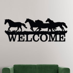 Placa de boas-vindas DXF CNC, Cavalo Svg, arquivo dxf para laser, arquivo SVG para Cricut, Silhouette dxf, animal de fazenda svg, arquivo dxf para plasma, decoração de rancho
